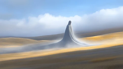 Surreal Dunescape with Draped Figure