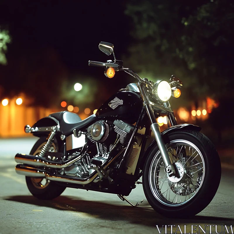 Motorcycle at Night AI Image