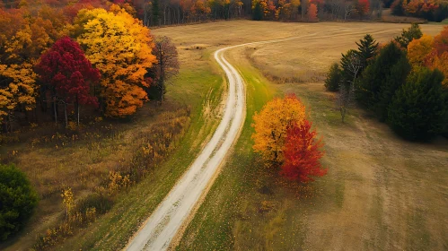 Fall Landscape with Winding Path