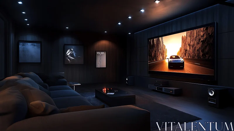 AI ART Modern Home Cinema with Car Display