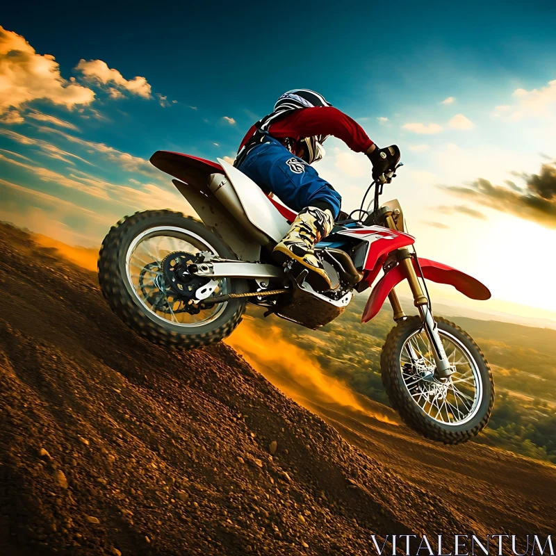 Soaring Motorcycle at Sunset AI Image