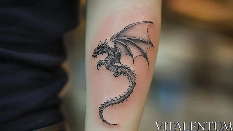 Black Ink Dragon Tattoo Design AI Image