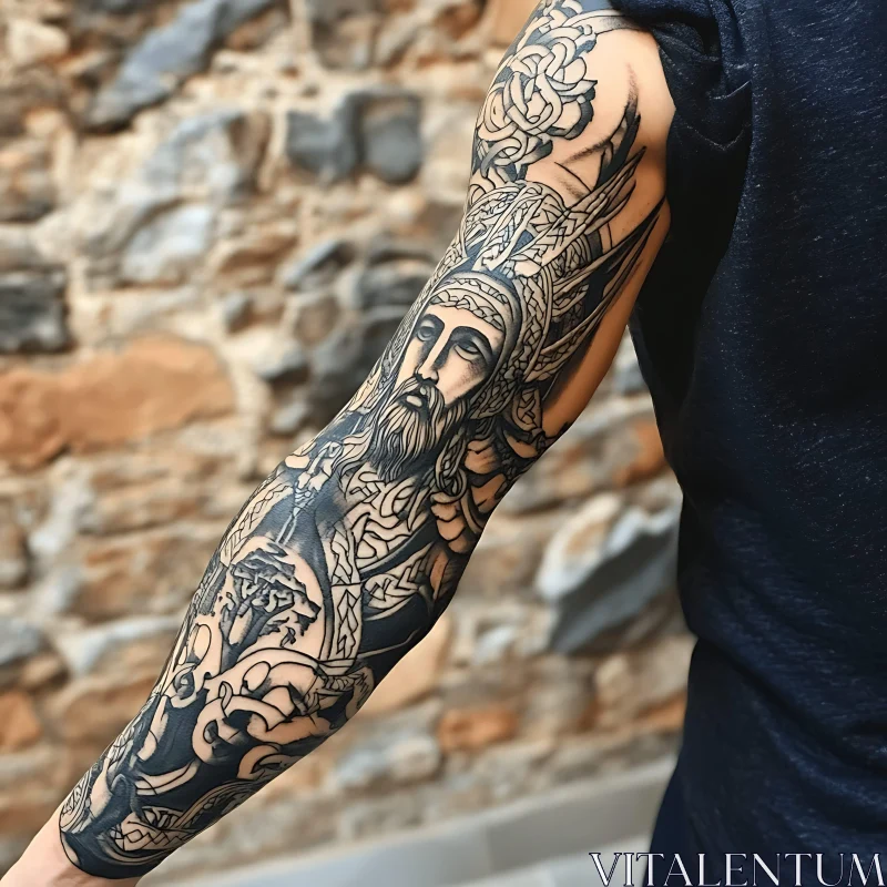 Elaborate Tattoo Art on Forearm AI Image