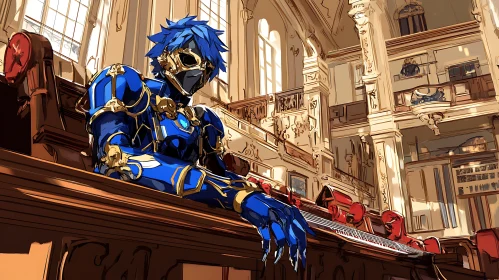 Futuristic Cyborg in Historic Church Setting