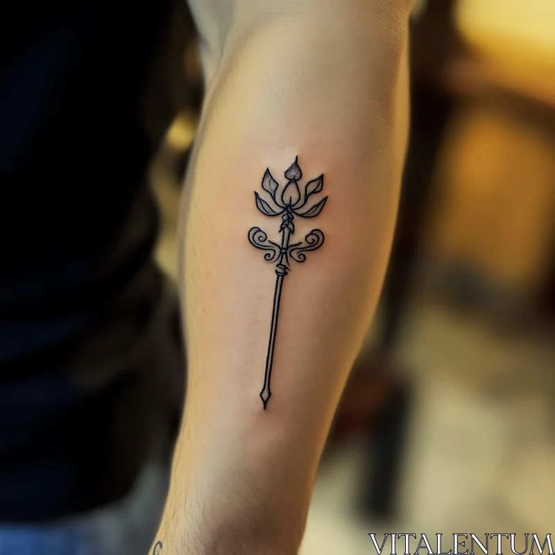 Stylized Flower Tattoo on Forearm AI Image