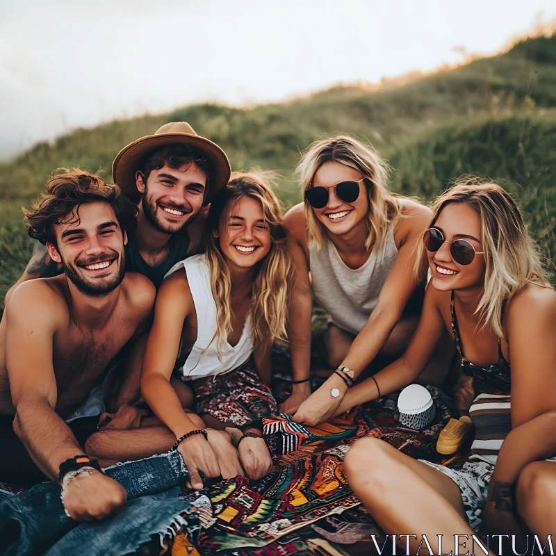 Group of Friends Enjoying Picnic AI Image