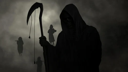 Dark Silhouette of Death with Scythe