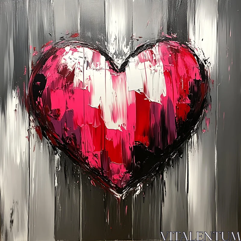 AI ART Textured Heart Artwork with Bold Brushstrokes