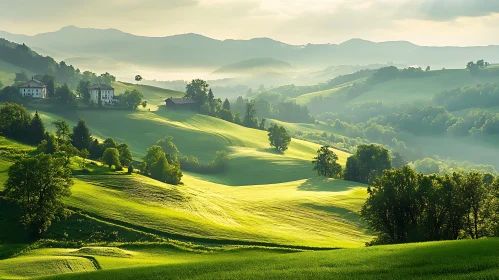 Serene Green Landscape with Rolling Hills