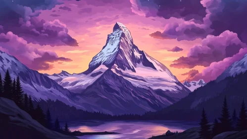 Sunset Over a Serene Mountain Landscape