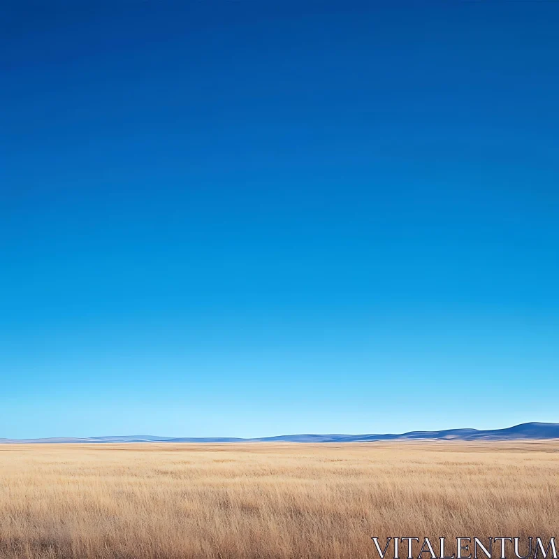 Vast Golden Field and Blue Sky AI Image