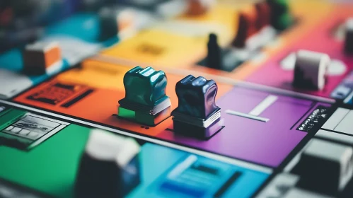 Colorful Board Game Pieces in Play