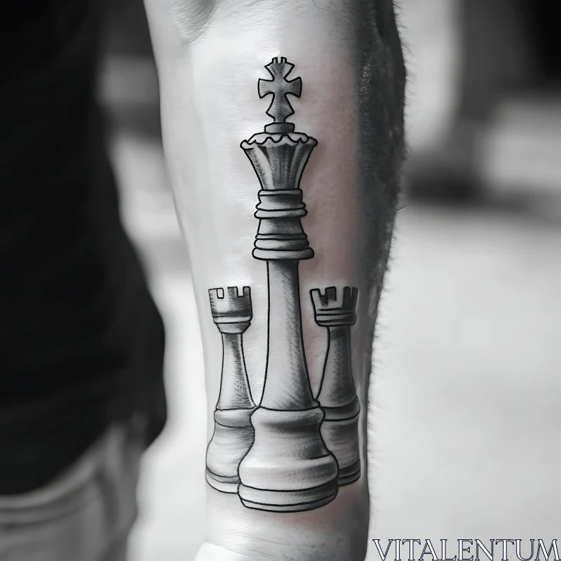 Forearm Tattoo Featuring Chess Pieces AI Image