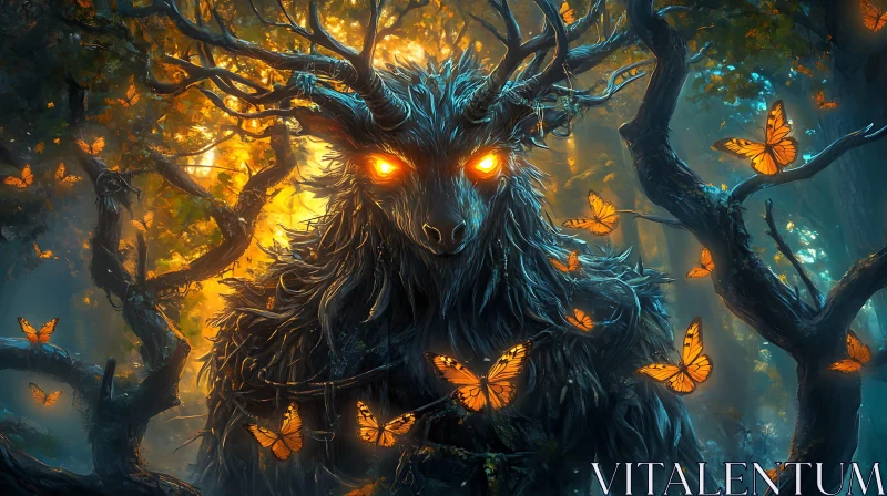 AI ART Mystical Forest Creature with Glowing Eyes