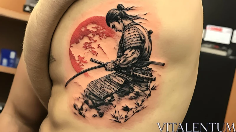 Samurai Tattoo on Upper Arm AI Image