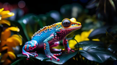 Colorful Frog amidst Vibrant Foliage in Mysterious Jungle