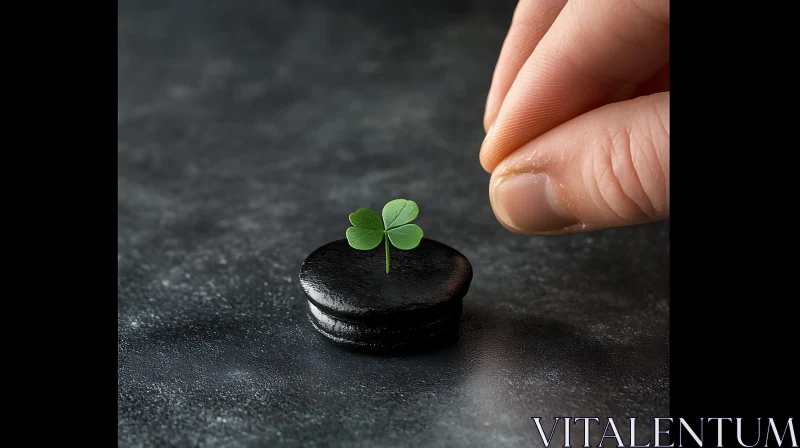 AI ART Delicate Placement of Clover on Stone