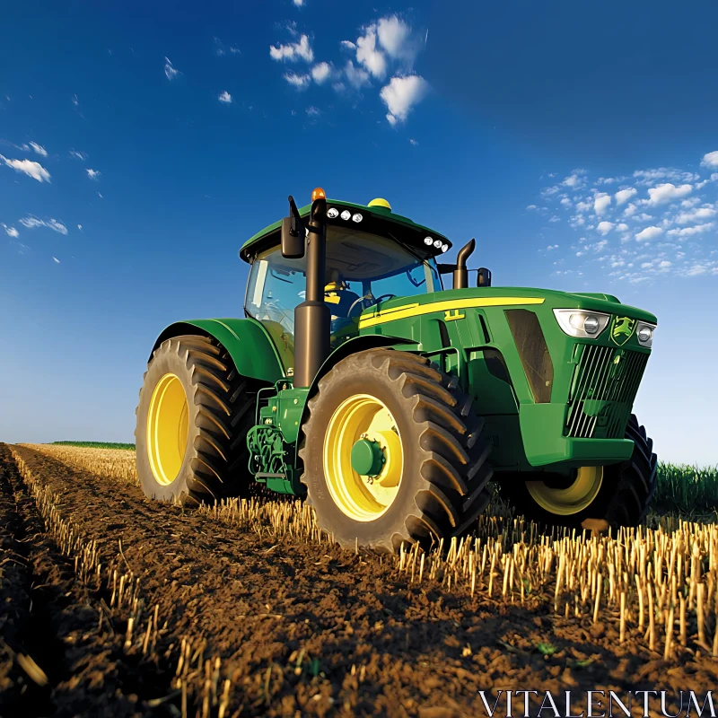 Agricultural Tractor in a Field AI Image