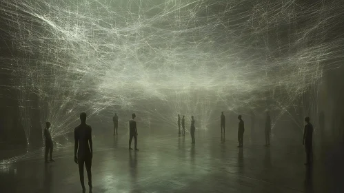 Figures Under a Luminous Web