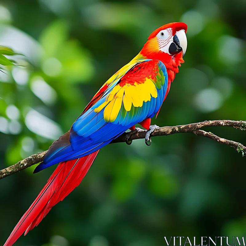 Exotic Macaw Bird on Branch AI Image