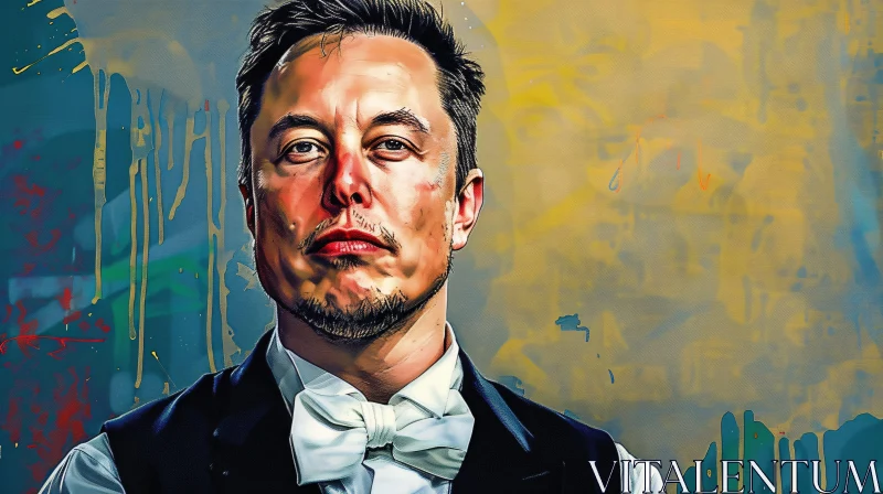 Abstract Painting of Elon Musk AI Image