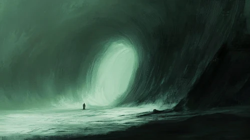 Green Wave and Solitary Figure