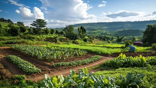 Cultivated Fields under Cloudy Skies