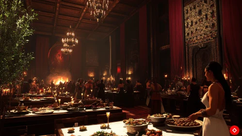 Lavish Banquet Scene with Elegant Guests