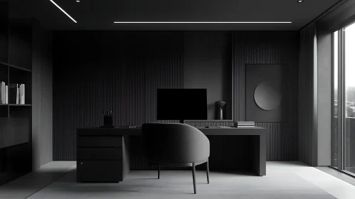 Modern Minimalist Dark Home Office