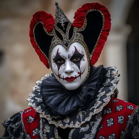 Mysterious Carnival Character in Ornate Mask