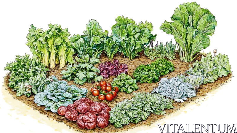 Lush Vegetable Garden with Ripe Tomatoes AI Image