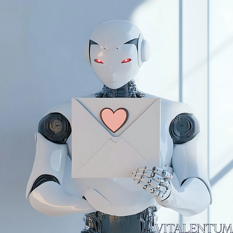 AI ART AI Robot Holding a Love Letter