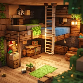 Voxel Room with Green Accents