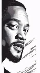 Expressive Close-up of Will Smith in Black and White