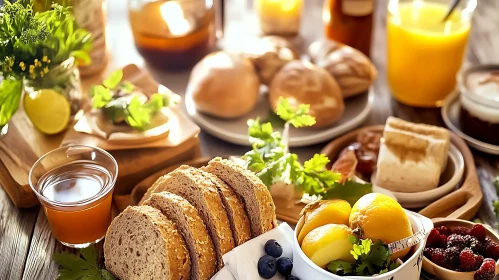 Inviting Breakfast Spread with Fresh Ingredients