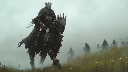 Mechanical Rider in a Misty Field