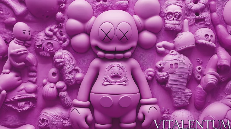 Monochromatic Pink Character Sculpture AI Image