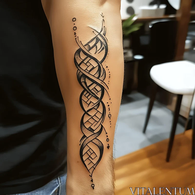 Detailed Blackwork Arm Tattoo Design AI Image