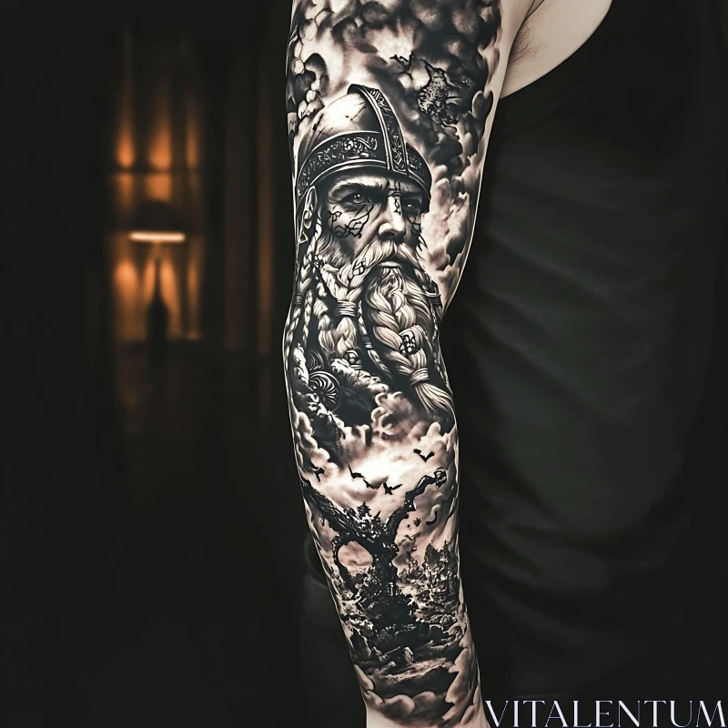 Epic Viking Arm Sleeve Tattoo AI Image