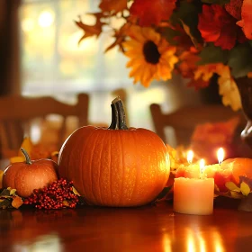 Pumpkins and Candlelight: An Autumnal Still Life
