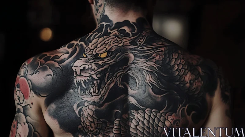 Full Back Dragon Tattoo Design AI Image