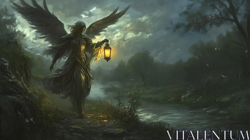 Guardian Angel with Lantern Artwork AI Image