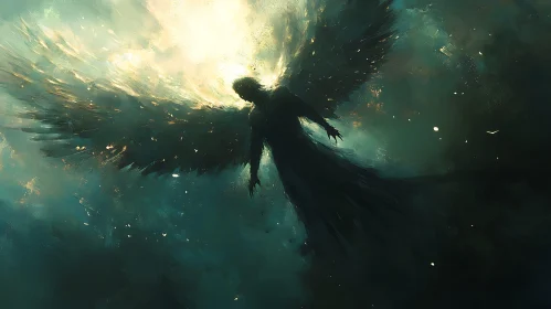 Winged Angel in Ethereal Light