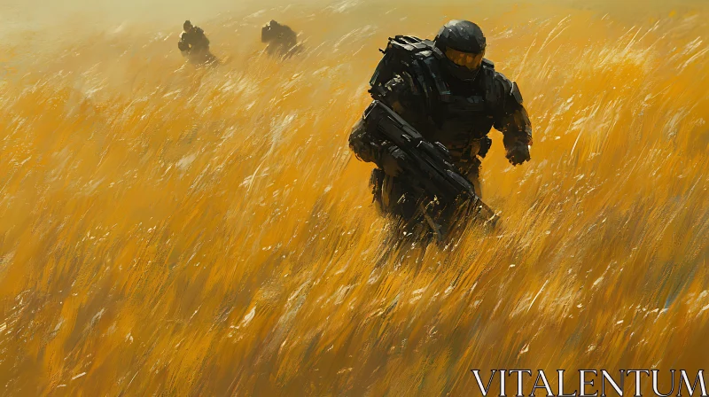 AI ART Futuristic Soldier in Field