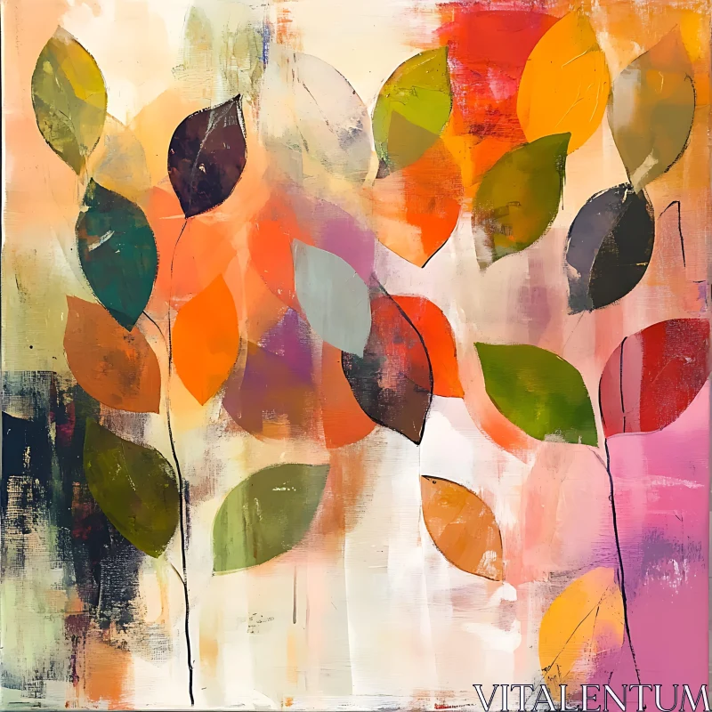 AI ART Multicolored Leaf Abstract Painting