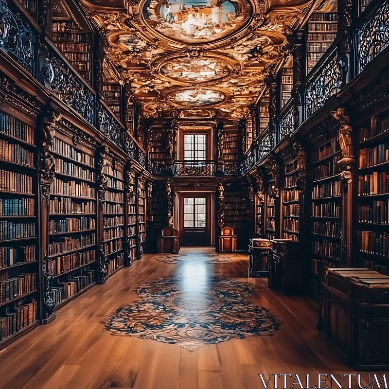 Antique Library Interior AI Image