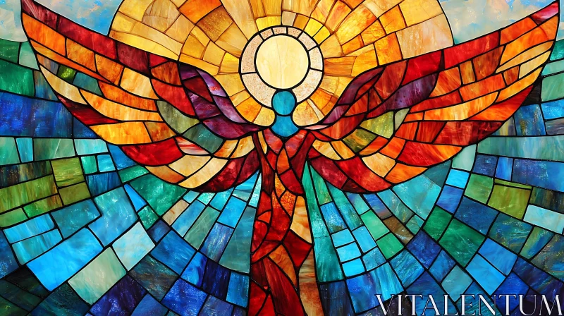 Angel Mosaic Stained Glass AI Image