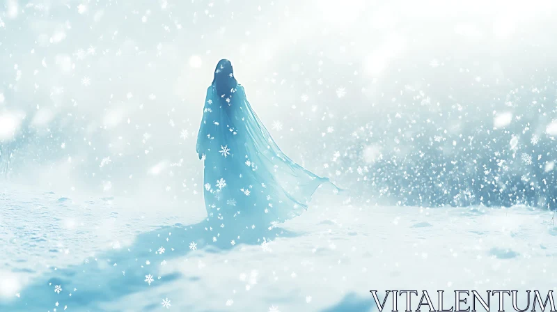 AI ART Snow Queen Walking in Winter Wonderland