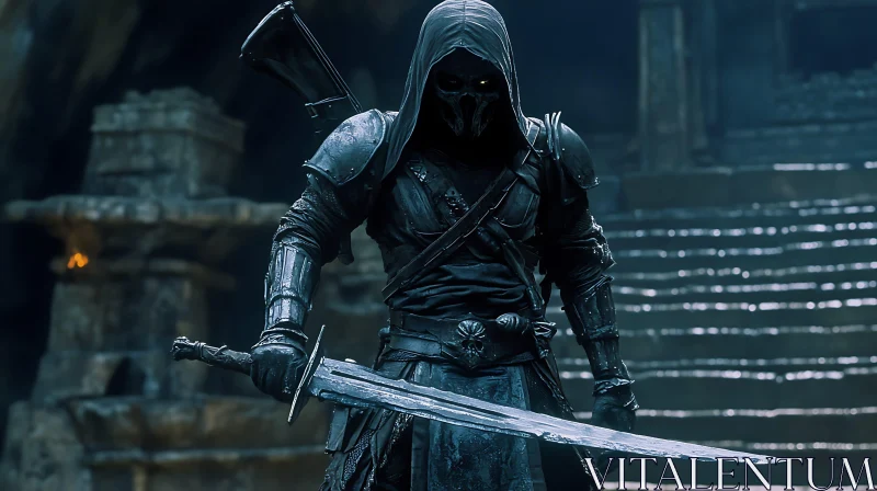 Dark Warrior with Sword AI Image