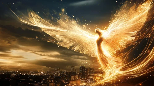 Luminous Angel Descending Upon the City